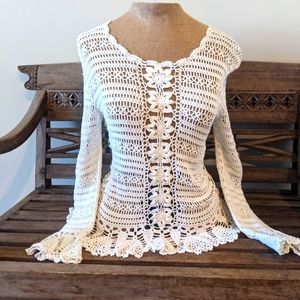 Vintage white lace sweater Elizabeth New York size small